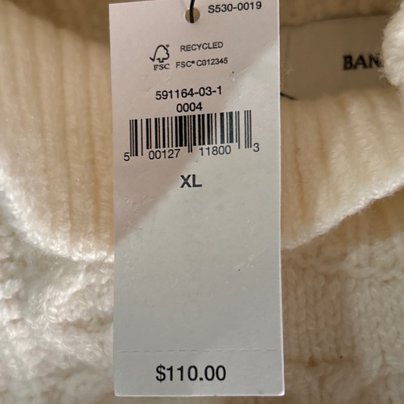 Banana Republic Chunky Mixed Cable Knit Ivory Sweater Size XL. NWT - Picture 4 of 8